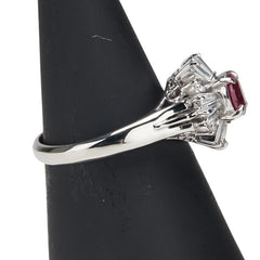 Pt900 プラチナ ルビー0.33ct ダイヤ0.53ct リング 指輪 レディース 10号 【中古】