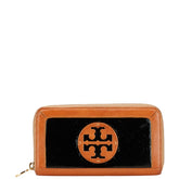 トリーバーチ L字ファスナー 長財布 ブラウン ブラック エナメル レザー レディース Tory Burch 【中古】