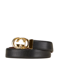 グッチ インターロッキングG ベルト ブラック レザー レディース GUCCI 【中古】