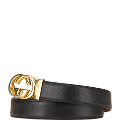 グッチ インターロッキングG ベルト ブラック レザー レディース GUCCI 【中古】