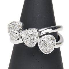 K18WG ホワイトゴールド ダイヤ0.45ct パヴェ ハート モチーフ リング 指輪 レディース 12.5号 【中古】