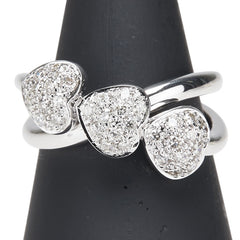 K18WG ホワイトゴールド ダイヤ0.45ct パヴェ ハート モチーフ リング 指輪 レディース 12.5号 【中古】