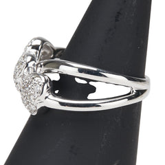 K18WG ホワイトゴールド ダイヤ0.45ct パヴェ ハート モチーフ リング 指輪 レディース 12.5号 【中古】