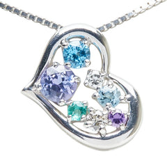 K18WG ホワイトゴールド タンザナイト ダイヤ0.08ct カラーストーン ハート モチーフ ペンダントネックレス レディース 【中古】