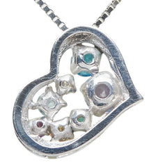 K18WG ホワイトゴールド タンザナイト ダイヤ0.08ct カラーストーン ハート モチーフ ペンダントネックレス レディース 【中古】