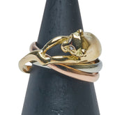 K18YG イエローゴールド K18WG ホワイトゴールド K18PG ピンクゴールド パンサー スリーカラー 3連 リング 指輪 レディース 9号 【中古】