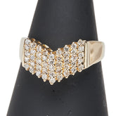 K18YG イエローゴールド ダイヤ0.30ct V字 リング 指輪 レディース 12号 【中古】