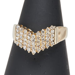 K18YG イエローゴールド ダイヤ0.30ct V字 リング 指輪 レディース 12号 【中古】