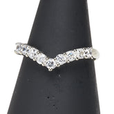 K14WG ホワイトゴールド キュービックジルコニア V字 リング 指輪 レディース 11号 【中古】