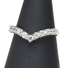 K14WG ホワイトゴールド キュービックジルコニア V字 リング 指輪 レディース 11号 【中古】