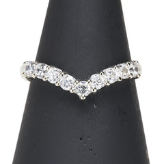 K14WG ホワイトゴールド キュービックジルコニア V字 リング 指輪 レディース 11号 【中古】