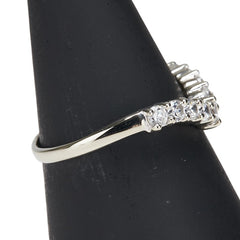 K14WG ホワイトゴールド キュービックジルコニア V字 リング 指輪 レディース 11号 【中古】