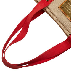 ルイ ヴィトン アンティグア カバMM トートバッグ ワンショルダーバッグ M40035 レッド ベージュ キャンバス レザー レディース LOUIS VUITTON 【中古】