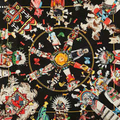 エルメス カレ90 Kachinas カチナ民族 スカーフ ブラック レッド シルク レディース HERMES 【中古】