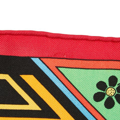 エルメス カレ90 Kachinas カチナ民族 スカーフ ブラック レッド シルク レディース HERMES 【中古】