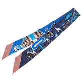 エルメス ツイリー LES FOLIES DU CIEL 大空の狂気 スカーフ ネイビー ブルー マルチカラー シルク レディース HERMES 【中古】