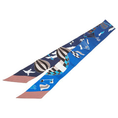 エルメス ツイリー LES FOLIES DU CIEL 大空の狂気 スカーフ ネイビー ブルー マルチカラー シルク レディース HERMES 【中古】