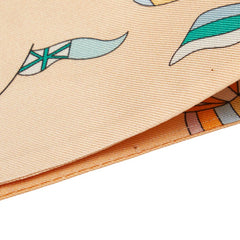 エルメス ツイリー LES FOLIES DU CIEL 大空の狂気 スカーフ オレンジ ベージュ マルチカラー シルク レディース HERMES 【中古】