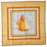 ディオール 船 ヨット モチーフ スカーフ ブラウン ブルー マルチカラー シルク レディース Dior 【中古】