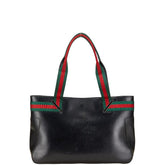 グッチ シェリーライン トートバッグ ハンドバッグ 73983 ブラック レザー レディース GUCCI 【中古】