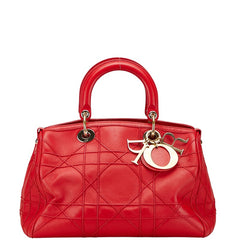 ディオール カナージュ グランヴィル ハンドバッグ レッド レザー レディース Dior 【中古】