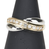 K18YG イエローゴールド Pt900 プラチナ コンビ ダイヤ0.20ct リング 指輪 レディース 13号 【中古】