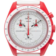 オメガ ×スウォッチ ムーンスウォッチ MISSION TO MARS 腕時計 SO33R100 クオーツ ホワイト文字盤 セラミック ナイロン メンズ OMEGA 【中古】