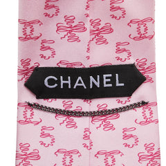 シャネル ココマーク 5 クローバー 四つ葉 モチーフ ネクタイ ピンク シルク メンズ CHANEL 【中古】