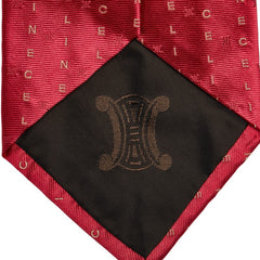 セリーヌ トリオンフ ロゴ ネクタイ レッド ベージュ シルク メンズ CELINE 【中古】