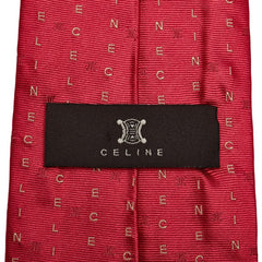 セリーヌ トリオンフ ロゴ ネクタイ レッド ベージュ シルク メンズ CELINE 【中古】