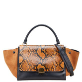 セリーヌ トラペーズ ハンドバッグ ショルダーバッグ 2WAY ブラック ブラウン レザー パイソン レディース CELINE 【中古】