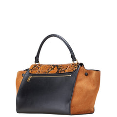 セリーヌ トラペーズ ハンドバッグ ショルダーバッグ 2WAY ブラック ブラウン レザー パイソン レディース CELINE 【中古】