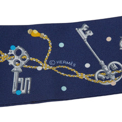エルメス ツイリー LES CLES A POIS ピエスの鍵 スカーフ ネイビー マルチカラー レディース HERMES 【中古】