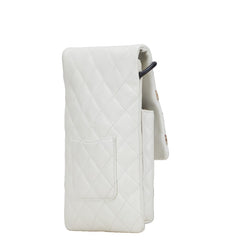 シャネル カンボンライン ココマーク パイソン ショルダーバッグ ポーチ ホワイト ブラック ラムスキン レディース CHANEL 【中古】