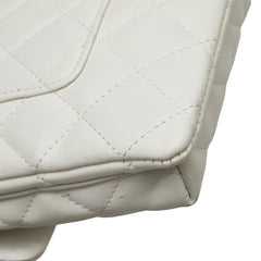 シャネル カンボンライン ココマーク パイソン ショルダーバッグ ポーチ ホワイト ブラック ラムスキン レディース CHANEL 【中古】