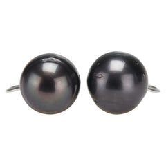 Pt900 プラチナ 黒蝶真珠11.6~12mm イヤリング レディース 【中古】