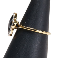 K18YG イエローゴールド オニキス0.91ct ダイヤ0.12ct クローバー モチーフ リング 指輪 レディース 7.5号 【中古】