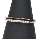 K18PG ピンクゴールド ダイヤ0.10ct 一文字 リング 指輪 レディース 13.5号 【中古】