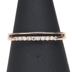 K18PG ピンクゴールド ダイヤ0.10ct 一文字 リング 指輪 レディース 13.5号 【中古】