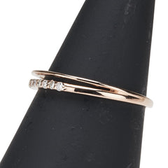 K18PG ピンクゴールド ダイヤ0.10ct 一文字 リング 指輪 レディース 13.5号 【中古】