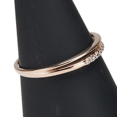 K18PG ピンクゴールド ダイヤ0.10ct 一文字 リング 指輪 レディース 13.5号 【中古】