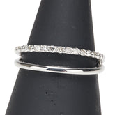 K10WG ホワイトゴールド ダイヤ0.18ct 一文字 リング 指輪 レディース 13号 【中古】