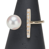 K10YG イエローゴールド アコヤパール7.2mm ダイヤ0.10ct リング 指輪 レディース 8号 【中古】