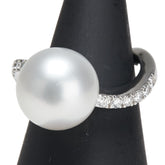 Pt950 プラチナ 白蝶真珠11.5mm ダイヤ0.30ct リング 指輪 レディース 7.5号 【中古】