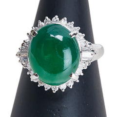 Pt900 プラチナ ヒスイ3.93ct ダイヤ0.40ct リング 指輪 レディース 8.5号 【中古】