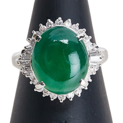 Pt900 プラチナ ヒスイ3.93ct ダイヤ0.40ct リング 指輪 レディース 8.5号 【中古】