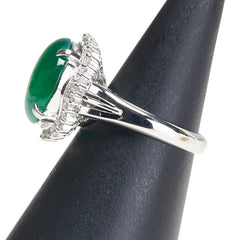 Pt900 プラチナ ヒスイ3.93ct ダイヤ0.40ct リング 指輪 レディース 8.5号 【中古】