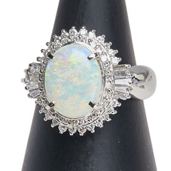 Pt900 プラチナ オパール ダイヤ0.50ct リング 指輪 レディース 6.5号 【中古】