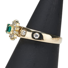 K18YG イエローゴールド エメラルド ダイヤ0.10ct リング 指輪 レディース 11.5号 【中古】