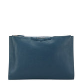 ジバンシー ロゴ クラッチバッグ セカンドバッグ ブルー レザー レディース Givenchy 【中古】